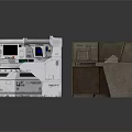 Gray And White Control Console Workstations With Screens And Panels