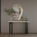 Modern Console Table With Marble Top Decorative Mirror Green Plant And Table Lamp 3d model