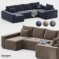 Corner Sofa Set In Navy Brown Velvet With Cushions Throw Blanket And Color Options