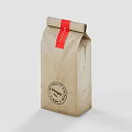 Premium Coffee Packaging in Brown Paper Bag with Red Label and Circular Stamp