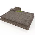 Modern Outdoor Stone Platform Design With Slab Paving Pile Of Stones And Green Grass