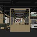 Modern Restaurant Interior With Wooden Partition Booth Seating And Order Counter
