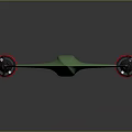 Futuristic Green Paper Plane Shaped Toy With Black Wheels And Red Accents