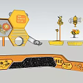Bee Themed Playground Equipment Featuring Hexagonal Structures Slide Bee Sculptures And Ground Patterns 3d model