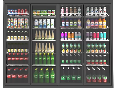 Display Shelves For Retail With Multiple Layers Of Organized Bottled Beverages And Products 3d model
