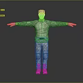 Military Style Character In Camouflage Outfit With Red Mask And Outstretched Arms