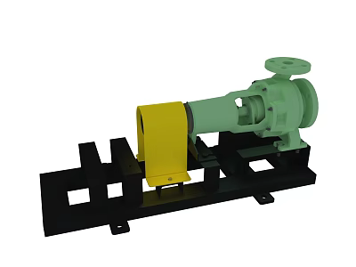 Industrial Pump Equipment With Green Body Yellow Component And Black Base 3d model
