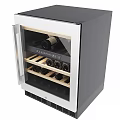 Modern Stainless Steel Wine Cooler With Glass Door And Wooden Wine Racks