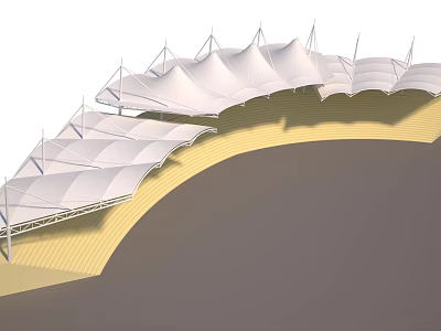 Tensile Membrane Roof Canopy With Multiple Units For Modern Large Span Architecture 3d model