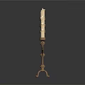 Vintage Metal Candelabra Featuring Intricate Scrollwork And Multiple Lit Candles