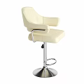 Cream Colored Leather Bar Stools With Vertical Tufted Seats Armrests And Adjustable Metal Base 3d model