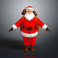 3D Santa Claus Model in Red Outfit With White Beard and Brown Backpack