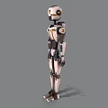 Game Movie Character Mechanical Robot With White Black Body And Gold Accents