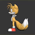 Game Movie Yellow Fox Character Standing With Two Tails Red Shoes And White Gloves