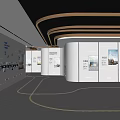 Modern Exhibition Hall Interior With Curved Light Strips Display Walls Exhibition Panels And Sleek Floors