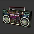 Vintage Portable Boombox Stereo System With Dual Speakers Control Panel And Handle