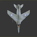 Vintage Green Camouflage Fighter Jet With Round Badges Twin Engines And Cockpit