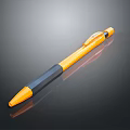 Orange And Black Pen With Shiny Reflection On Black Background For Daily Use