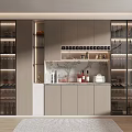 Modern Wine Cabinet Design With Glass Doors LED Lighting And Wine Bottle