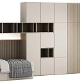 Modern Bedroom Interior Design With Tatami Bed And Built In Wardrobe 3d model