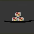 Delicious Sushi Rolls With Green Nori And Colorful Ingredients On Black Mat