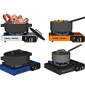 Camel Grove Gas Stoves As Modern Kitchen Appliances With Pots And Cooking Food