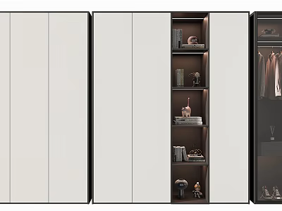 Modern Wardrobe Design With Glass Doors Internal Shelves And Hanging Storage Space 3d model