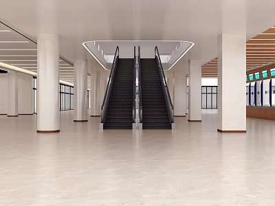 Modern hospital hall escalator escalator treatment hall company hall shopping mall hall high hall 3d model