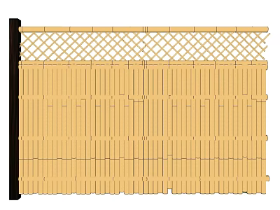Bamboo Partition With Lattice Top And Vertical Slats For Outdoor Decoration 3d model