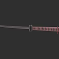 Traditional Japanese Katana Weapon With Slender Blade And Red Black Handle Design