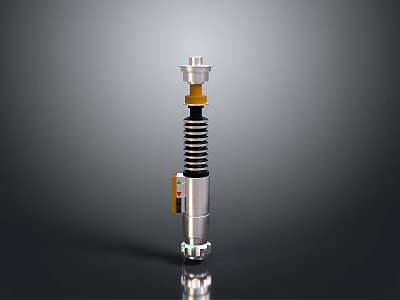 Modern Futuristic Metal Weapon With Spiral Spring Silver Body And Yellow Black Details 3d model