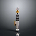Modern Futuristic Metal Weapon With Spiral Spring Silver Body And Yellow Black Details