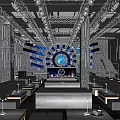 Modern Bar Interior With Stylish Lighting Design Decorative Elements And Comfortable Seating 3d model