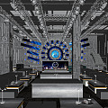 Modern bar bar bar booth area stage sofa 3d model