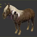 Brown And White Horse With White Mane Standing On Dark Background 3D Render 3d model