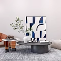 Modern Leisure Sofa Combination Leisure Chair Coffee Table Coffee Table Combination Sofa Lazy Sofa Painting Vase Carpet 3d model