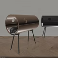 Modern Wooden Cat Beds With Circular Holes And Thin Black Legs On Floor