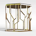 Modern Golden Side Table With Geometric Metal Frame And Sleek Structure 3d model