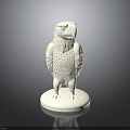 White Eagle Sculpture with Detailed Feathers and Circular Base 3d model