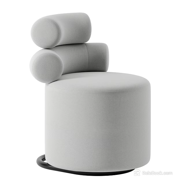 Modern Gray Single Sofa With Round Armrests And Comfortable Fabric Design 3d model 