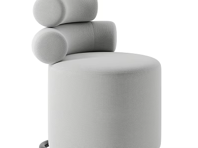 Modern Gray Single Sofa With Round Armrests And Comfortable Fabric Design 3d model