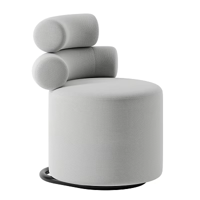 Modern Gray Single Sofa With Round Armrests And Comfortable Fabric Design 3d model