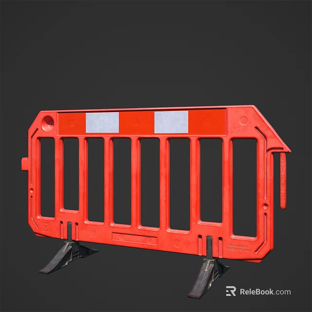 Orange Plastic Road Barrier With White Reflective Strips For Traffic Control 3d model 