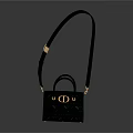 Quilted Leather Handbag With Golden Hardware Long Shoulder Strap And Top Handles