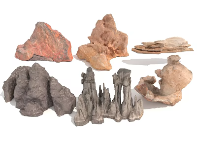 Natural Rock Scenery Components With Various Shapes And Textures For Landscape Decoration 3d model