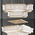 Modern Crystal Chandelier With Layered Metal Frame And Transparent Glass Shades