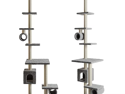 Sturdy Cat Tree Furniture With Platforms Scratching Posts And Play Toys 3d model