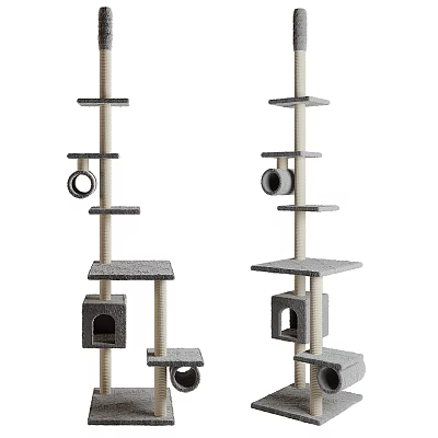 Sturdy Cat Tree Furniture With Platforms Scratching Posts And Play Toys 3d model