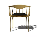 Elegant Leisure Chair With Gold Metal Frame And Black Cushion Design