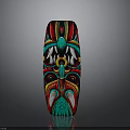 Colorful Traditional Decorative Weapon With Intricate Facial Patterns And Artistic Design